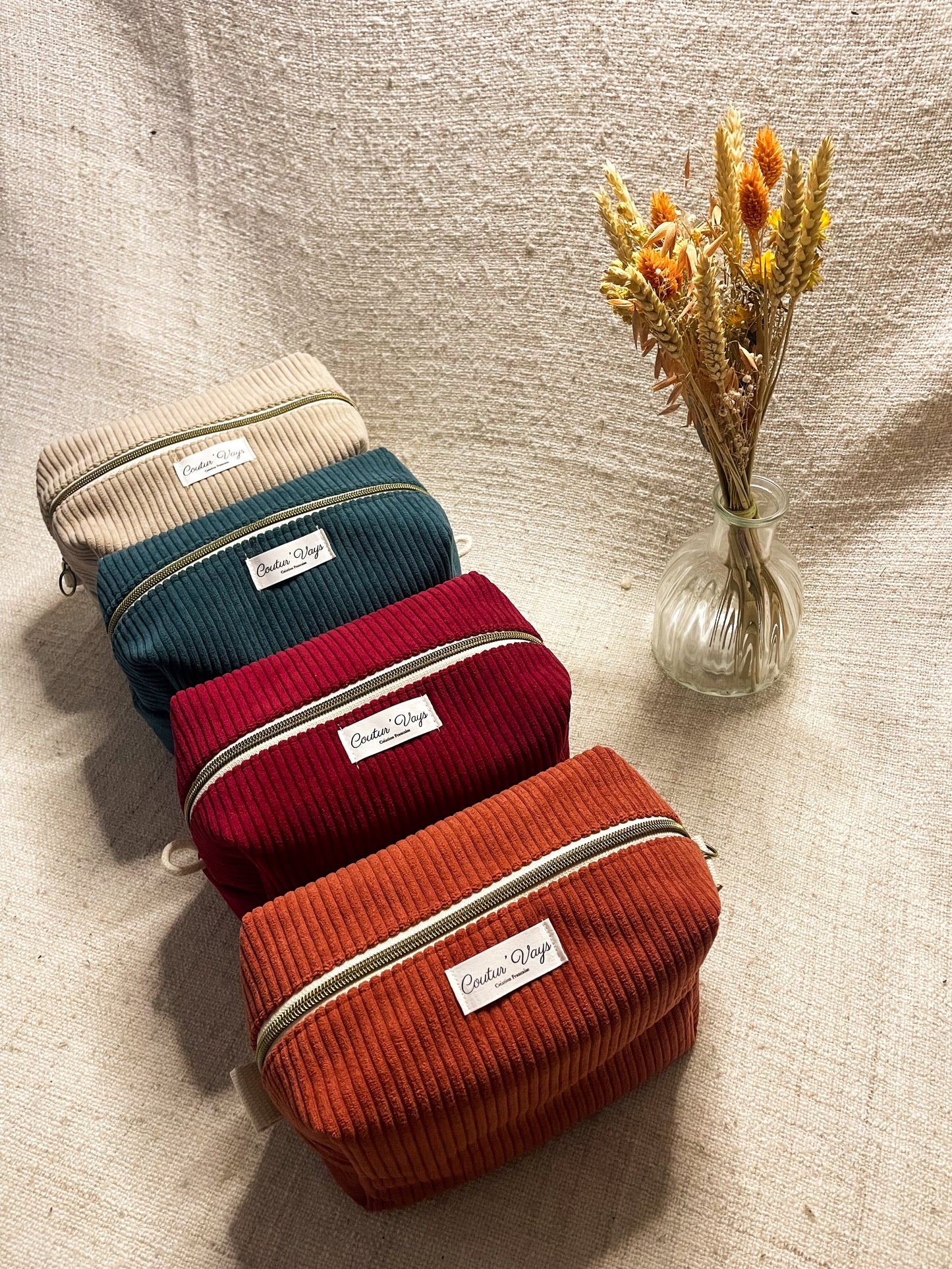 Trousse de Toilette - Velours Côtelé Uni